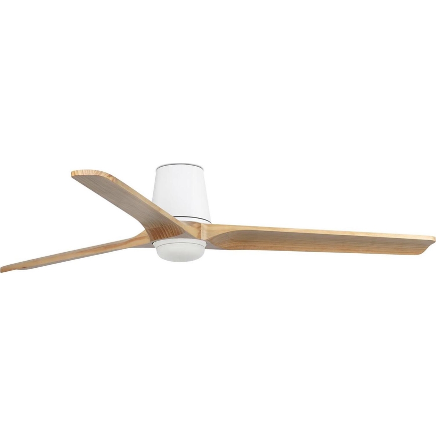 FARO 33838WT-1TW - LED Stmievateľný stropný ventilátor HEYWOOD TUB L LED/10W/230V 2700/4000/6000K borovica/biela pr. 132 cm Wi-Fi Tuya + diaľkové ovládanie