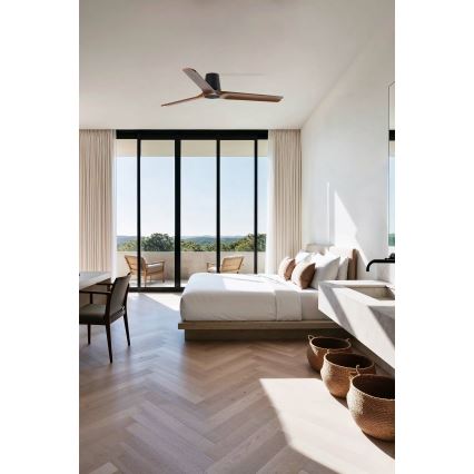 FARO 33839 - Stropný ventilátor HEYWOOD TUB L borovica/čierna pr. 132 cm + diaľkové ovládanie