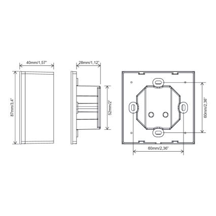 FARO 33988 - Nástenný dotykový ovládač pre stropné ventilátory 230 V, čierny