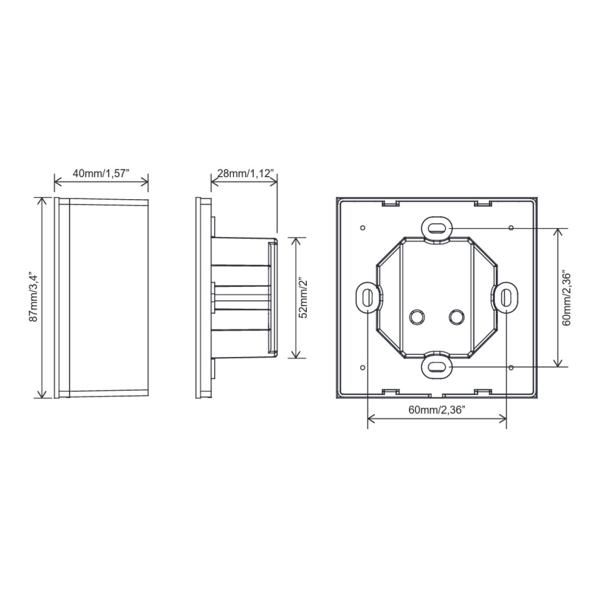 FARO 33988 - Nástenný dotykový ovládač pre stropné ventilátory 230 V, čierny