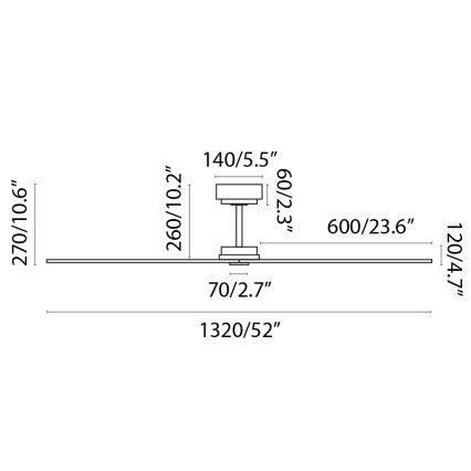 FARO 34100 - Stropný ventilátor MILOS čierna + diaľkové ovládanie