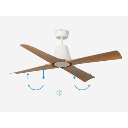 FARO 34105 - Stropný ventilátor TYPHOON M hnedá/biela pr. 130 cm IP44 + diaľkové ovládanie