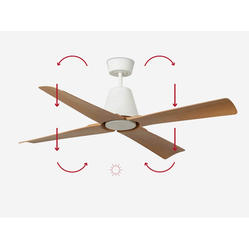 FARO 34105 - Stropný ventilátor TYPHOON M hnedá/biela pr. 130 cm IP44 + diaľkové ovládanie