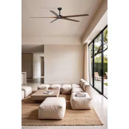 FARO 34190WT - Stropný ventilátor BIGWOOD XL borovica/čierna pr. 200 cm Wi-Fi Tuya + diaľkové ovládanie