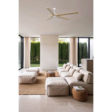 FARO 34191WT - Stropný ventilátor BIGWOOD XL borovica/biela pr. 200 cm Wi-Fi Tuya + diaľkové ovládanie