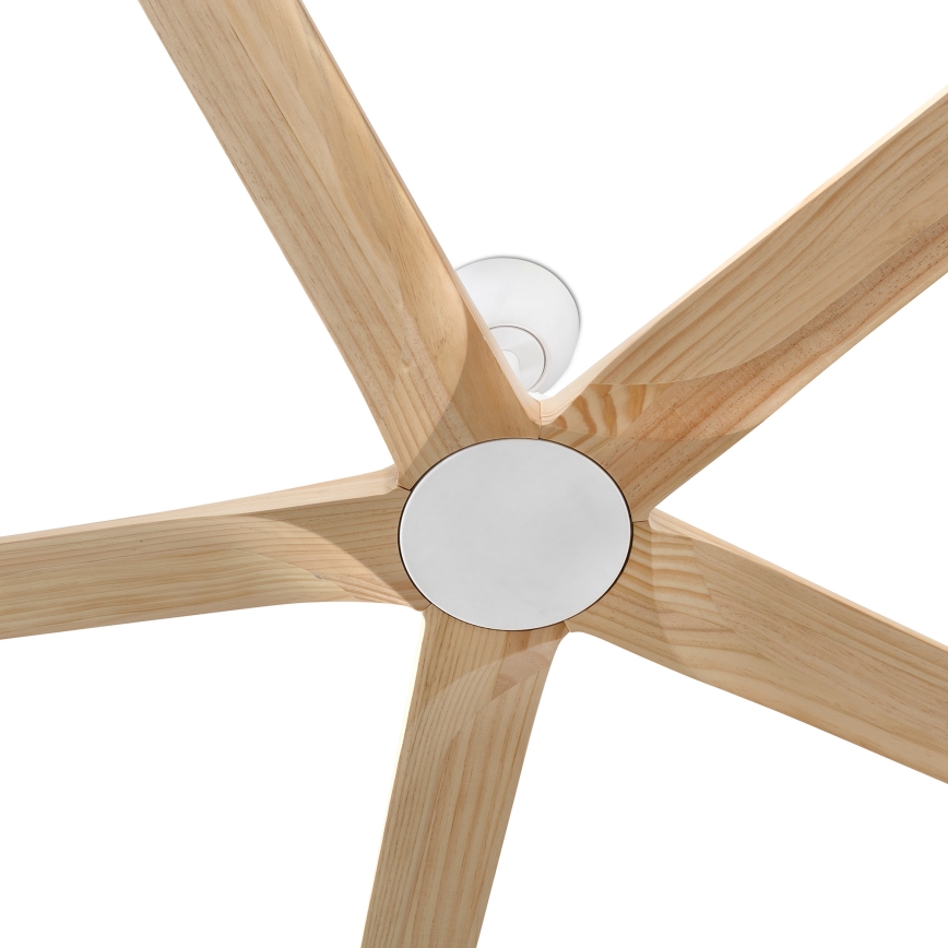 FARO 34191WT - Stropný ventilátor BIGWOOD XL borovica/biela pr. 200 cm Wi-Fi Tuya + diaľkové ovládanie