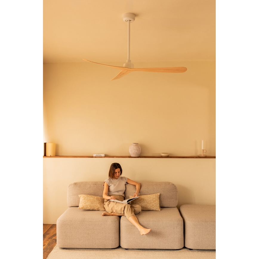 FARO 34195WT - Stropný ventilátor ROCKER M priemer 132 cm béžovo-biely Wi-Fi Tuya + diaľkové ovládanie