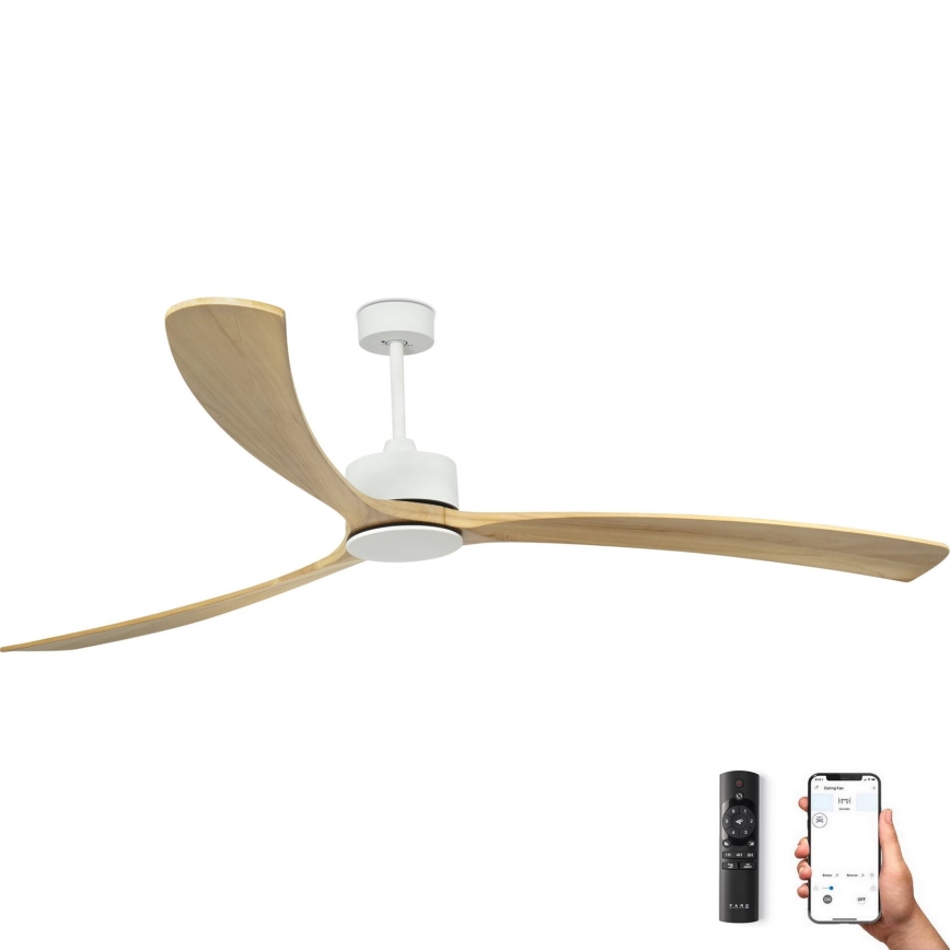 FARO 34201WPA - Stropný ventilátor KAUAI XL hnedá/biela pr. 240 cm SMART + diaľkové ovládanie
