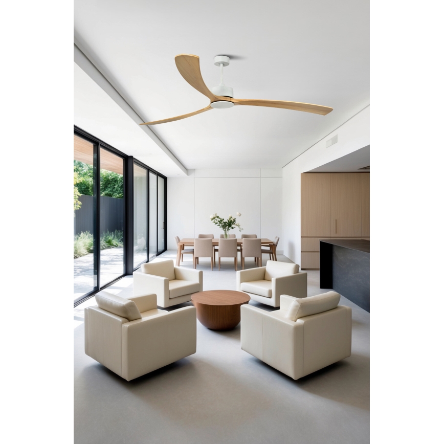 FARO 34201WPA - Stropný ventilátor KAUAI XL hnedá/biela pr. 240 cm SMART + diaľkové ovládanie