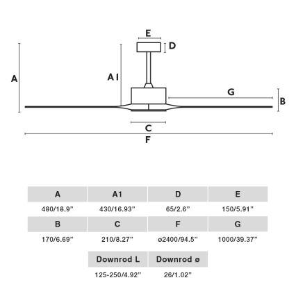 FARO 34201WPA - Stropný ventilátor KAUAI XL hnedá/biela pr. 240 cm SMART + diaľkové ovládanie