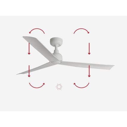 FARO 34274 - Stropný ventilátor MARINE M biela pr. 125 cm IP44 + diaľkové ovládanie