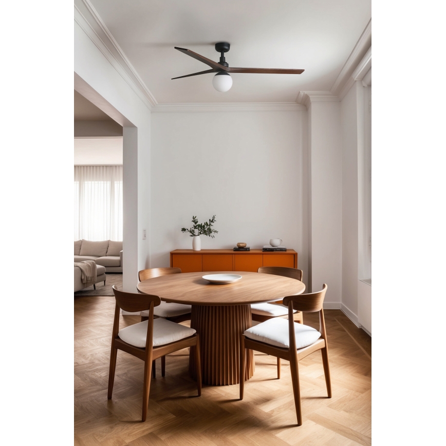 FARO 34276-11L - Stropný ventilátor KLIM L 1xE27/15W/230V drevo/čierna pr. 150 cm + diaľkové ovládanie
