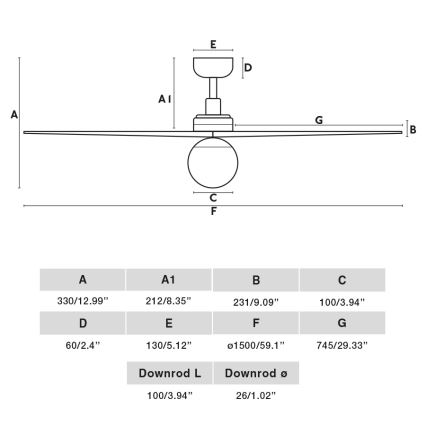 FARO 34276-11L - Stropný ventilátor KLIM L 1xE27/15W/230V orech/čierna pr. 150 cm + diaľkové ovládanie