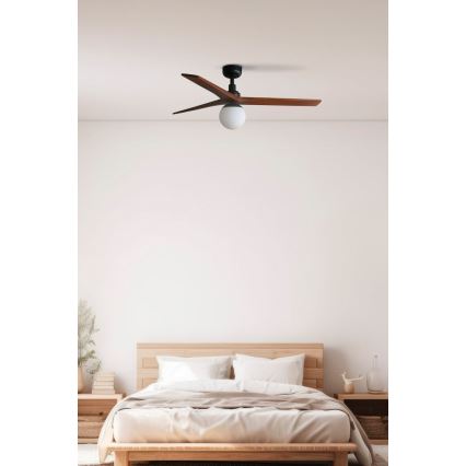 FARO 34277-11L - Stropný ventilátor KLIM M 1xE27/15W/230V orech/čierna pr. 125 cm + diaľkové ovládanie