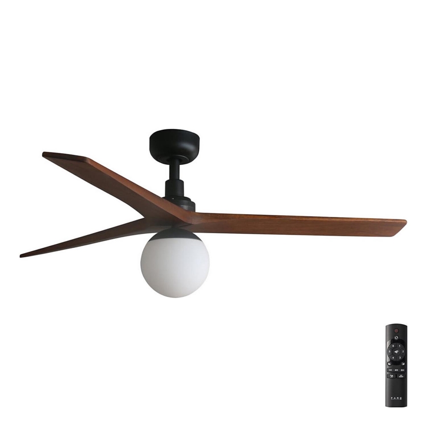 FARO 34277-11L - Stropný ventilátor KLIM M 1xE27/15W/230V orech/čierna pr. 125 cm + diaľkové ovládanie