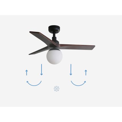FARO 34278-11L - Stropný ventilátor KLIM S 1xE27/15W/230V drevo/čierna pr. 92,5 cm + diaľkové ovládanie