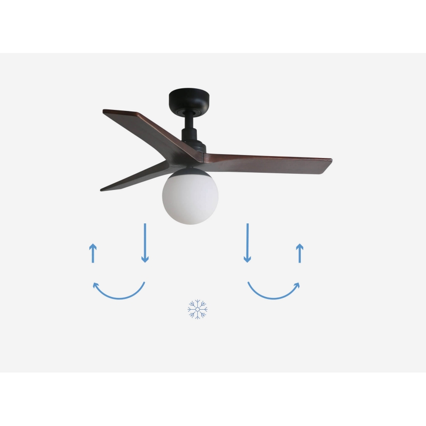 FARO 34278-11L - Stropný ventilátor KLIM S 1xE27/15W/230V drevo/čierna pr. 92,5 cm + diaľkové ovládanie