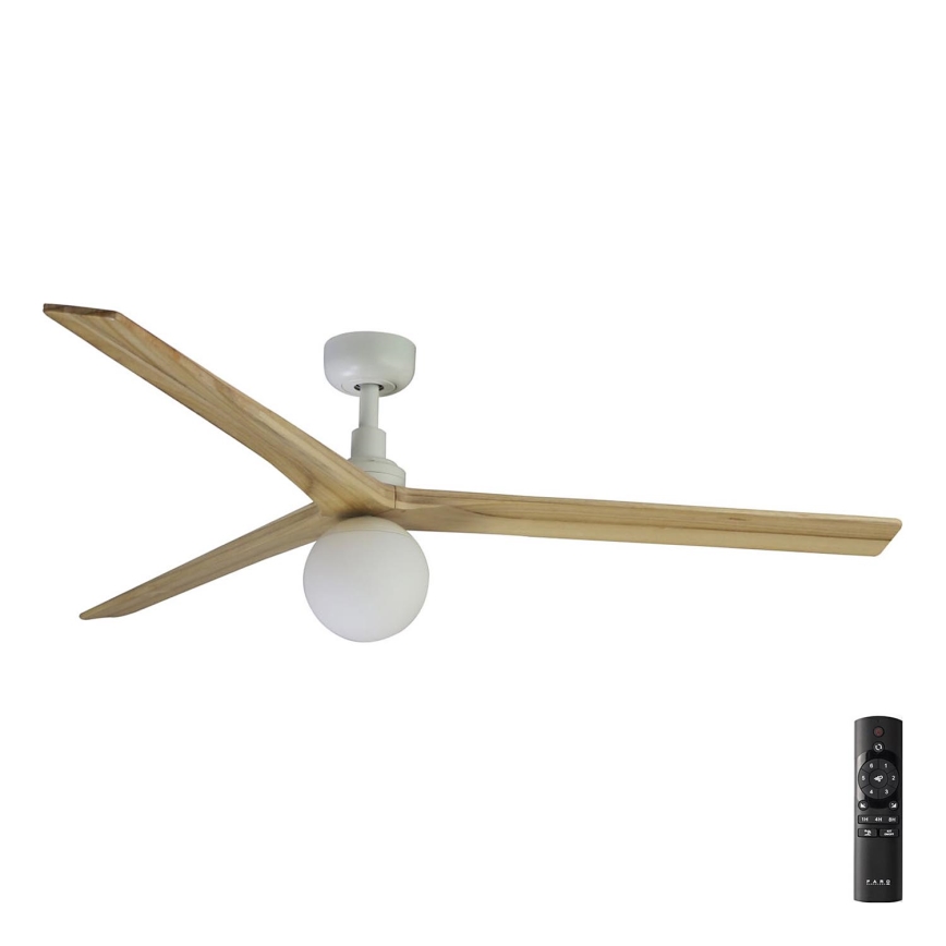 FARO 34279-11L - Stropný ventilátor KLIM L 1xE27/15W/230V drevo/biela pr. 150 cm + diaľkové ovládanie