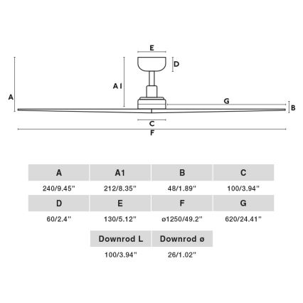 FARO 34280 - Stropný ventilátor KLIM M hnedá/biela pr. 125 cm + diaľkové ovládanie