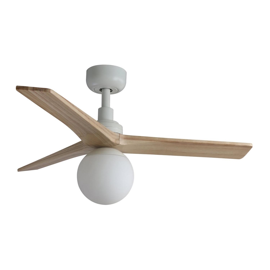 FARO 34281-11L - Stropný ventilátor KLIM S 1xE27/15W/230V drevo/biela pr. 92,5 cm + diaľkové ovládanie