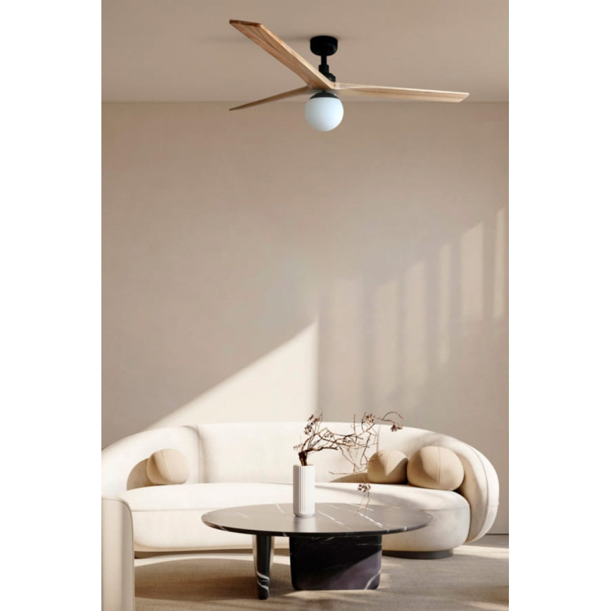 FARO 34282-11L - Stropný ventilátor KLIM L 1xE27/15W/230V borovica/čierna pr. 150 cm + diaľkové ovládanie