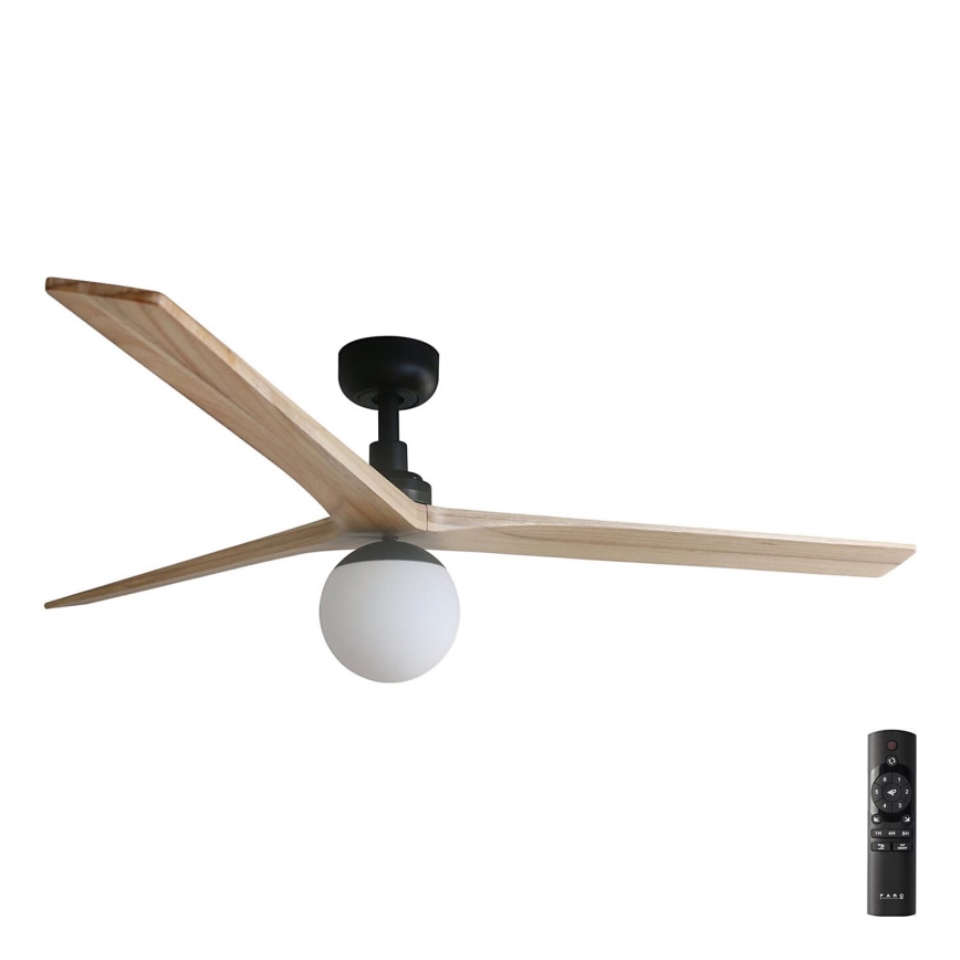 FARO 34282-11L - Stropný ventilátor KLIM L 1xE27/15W/230V borovica/čierna pr. 150 cm + diaľkové ovládanie