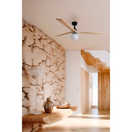 FARO 34283-11L - Stropný ventilátor KLIM M 1xE27/15W/230V borovica/čierna pr. 125 cm + diaľkové ovládanie
