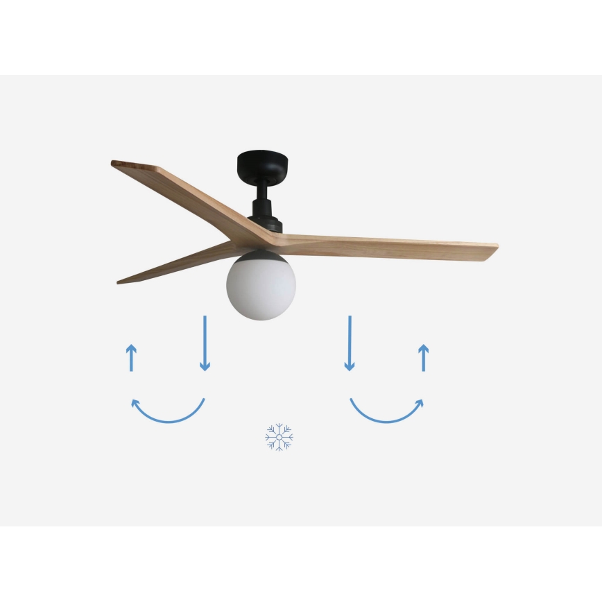 FARO 34283-11L - Stropný ventilátor KLIM M 1xE27/15W/230V borovica/čierna pr. 125 cm + diaľkové ovládanie