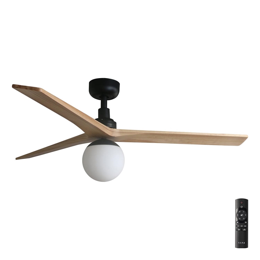 FARO 34283-11L - Stropný ventilátor KLIM M 1xE27/15W/230V drevo/čierna pr. 125 cm + diaľkové ovládanie