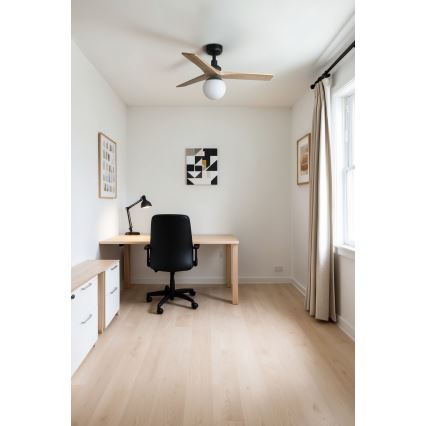 FARO 34284-11L - Stropný ventilátor KLIM S 1xE27/15W/230V drevo/čierna pr. 92,5 cm + diaľkové ovládanie