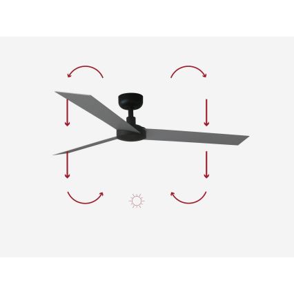 FARO 34286 - Stropný ventilátor CRUISER L čierna pr. 132 cm + diaľkové ovládanie