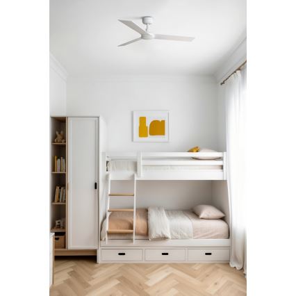 FARO 34295WP - Stropný ventilátor RUDDER S biela pr. 106 cm SMART + diaľkové ovládanie