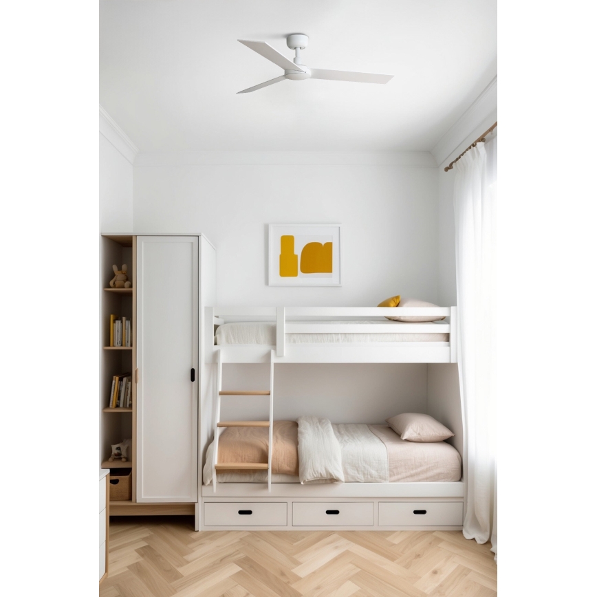 FARO 34295WP - Stropný ventilátor RUDDER S biela pr. 106 cm SMART + diaľkové ovládanie