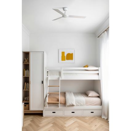FARO 34295WT - Stropný ventilátor RUDDER S biela/béžová pr. 106 cm Wi-Fi Tuya + diaľkové ovládanie
