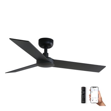 FARO 34296WP - Stropný ventilátor RUDDER S čierna pr. 106 cm SMART + diaľkové ovládanie
