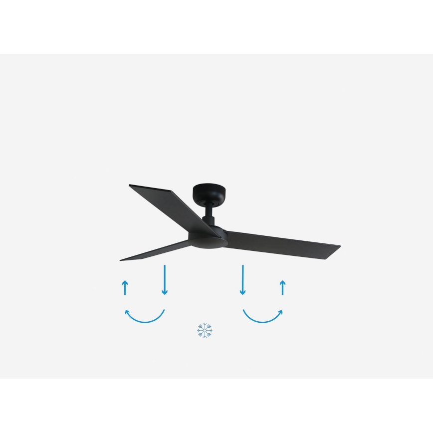 FARO 34296WP - Stropný ventilátor RUDDER S čierna pr. 106 cm SMART + diaľkové ovládanie
