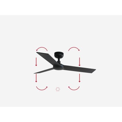 FARO 34296WP - Stropný ventilátor RUDDER S čierna pr. 106 cm SMART + diaľkové ovládanie