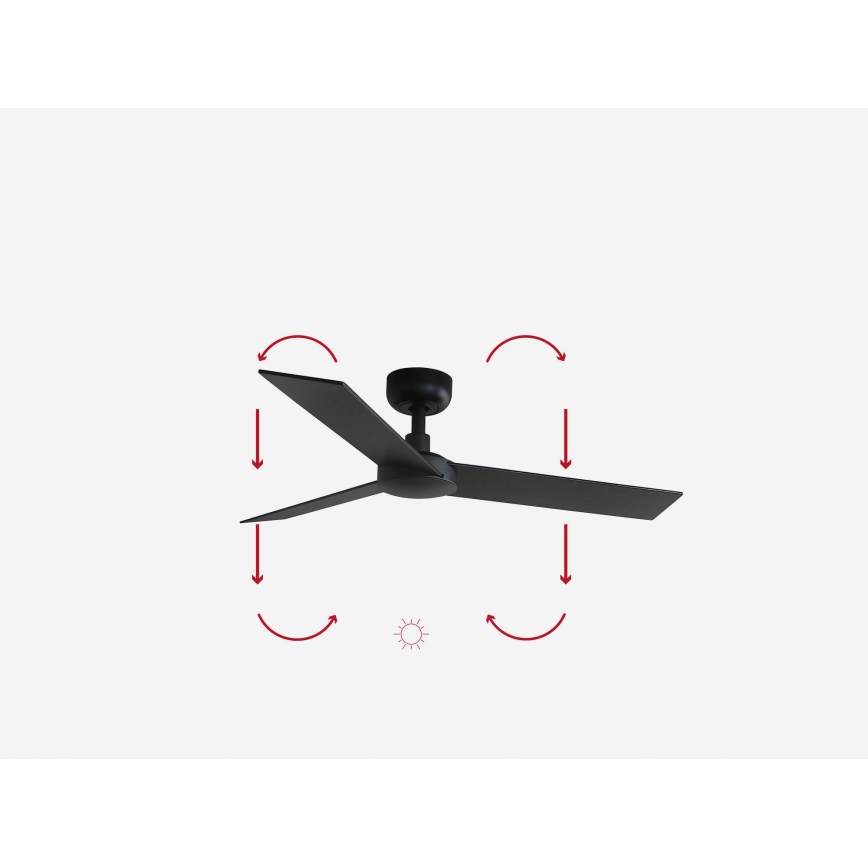 FARO 34296WP - Stropný ventilátor RUDDER S čierna pr. 106 cm SMART + diaľkové ovládanie