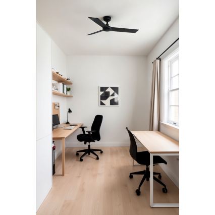 FARO 34296WT - Stropný ventilátor RUDDER S čierna/hnedá pr. 106 cm Wi-Fi Tuya + diaľkové ovládanie