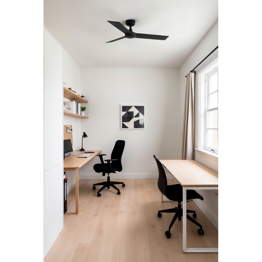 FARO 34296WT - Stropný ventilátor RUDDER S čierna/hnedá pr. 106 cm Wi-Fi Tuya + diaľkové ovládanie