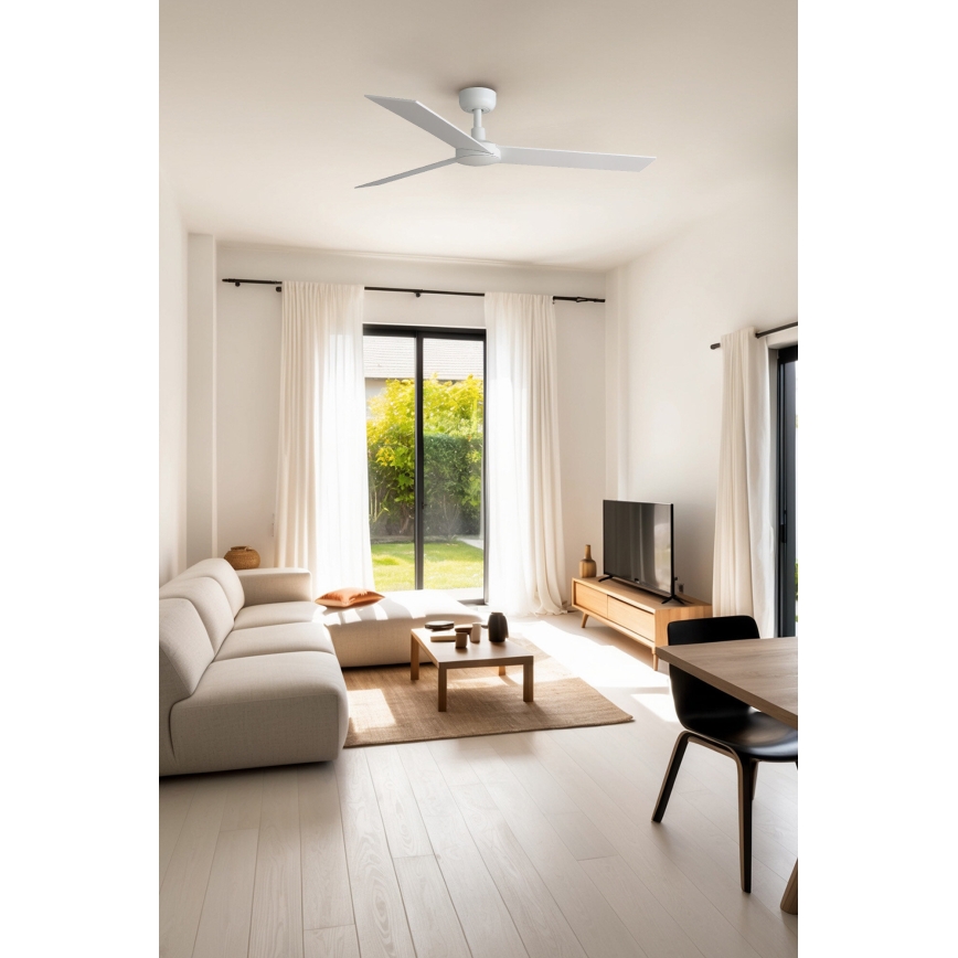 FARO 34297WT - Stropný ventilátor RUDDER L biela/béžová pr. 132 cm Wi-Fi Tuya + diaľkové ovládanie