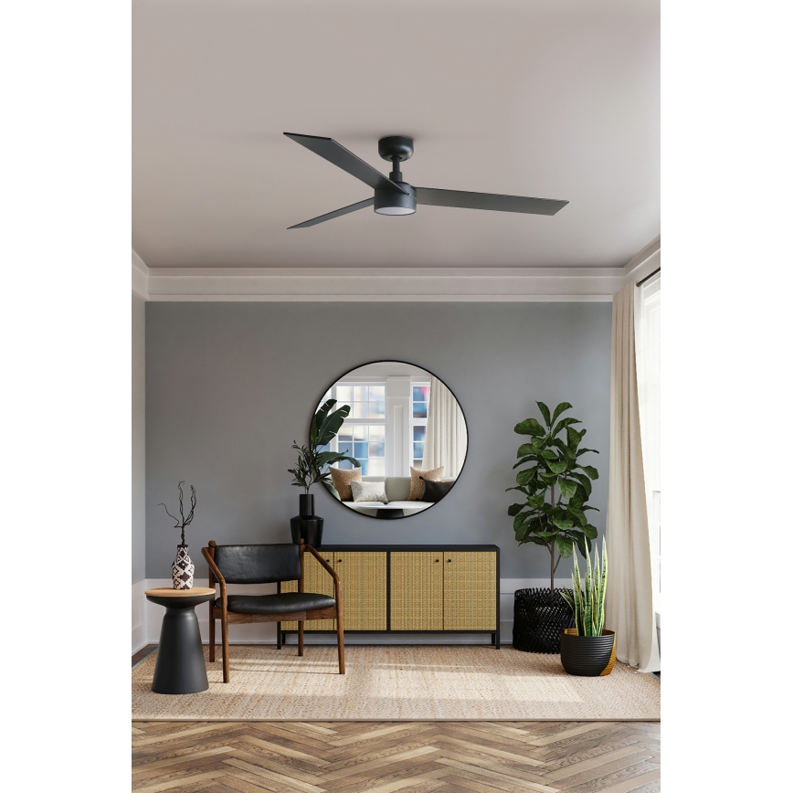 FARO 34298WT1S - LED stmievateľný stropný ventilátor RUDDER L LED/18W/230V 2700/3000/4000K pr. 132 cm hnedá/čierna Wi-Fi Tuya + diaľkové ovládanie
