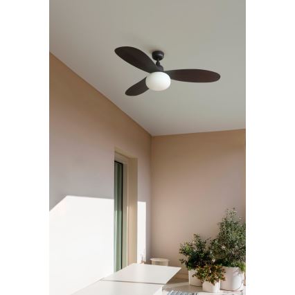 FARO 34301-11L - Stropný ventilátor PALMA 1xE27/15W/230V hnedý Ø 129 cm IP44 + diaľkové ovládanie