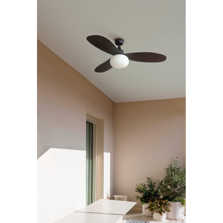 FARO 34301-11L - Stropný ventilátor PALMA 1xE27/15W/230V hnedý Ø 129 cm IP44 + diaľkové ovládanie