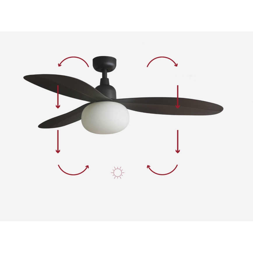 FARO 34301-11L - Stropný ventilátor PALMA 1xE27/15W/230V hnedý Ø 129 cm IP44 + diaľkové ovládanie