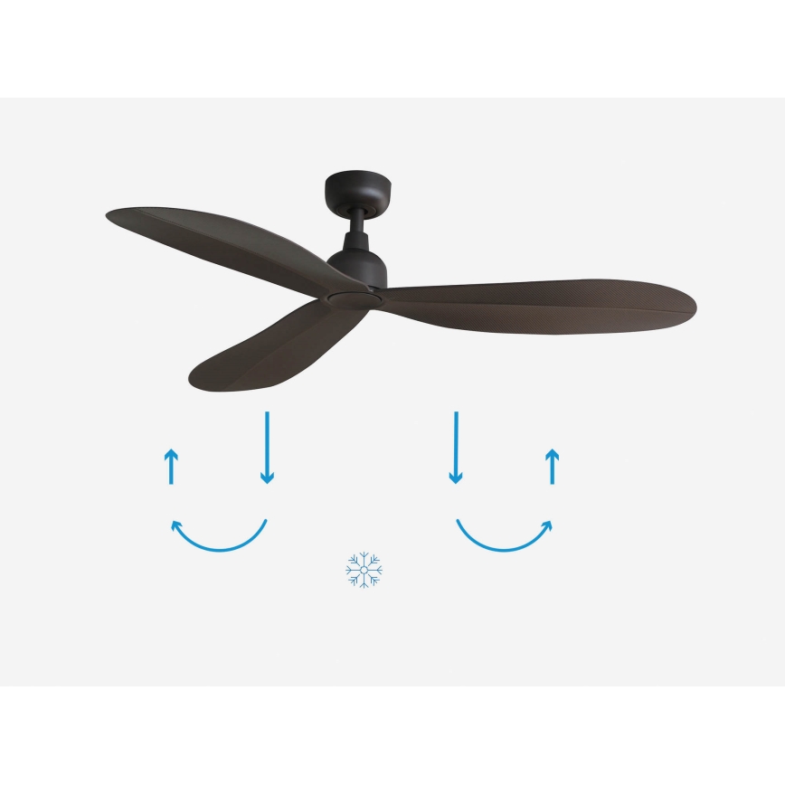 FARO 34301 - Stropný ventilátor PALMA hnedá pr. 129 cm IP44 + diaľkové ovládanie