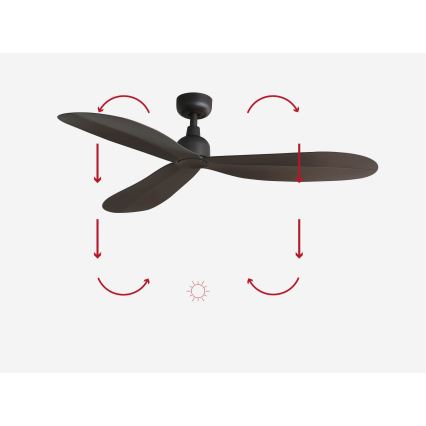 FARO 34301 - Stropný ventilátor PALMA hnedá pr. 129 cm IP44 + diaľkové ovládanie