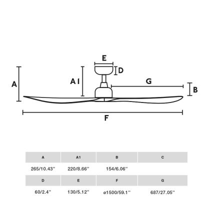 FARO 34361 - Stropný ventilátor OUTWOOD L hnedá/biela pr. 150 cm IP44 + diaľkové ovládanie