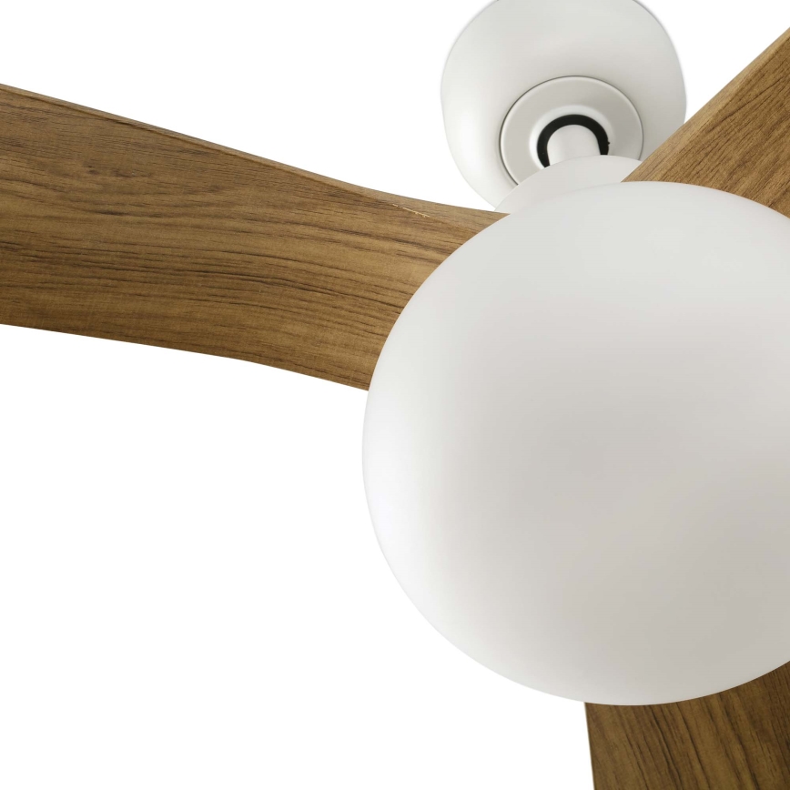 FARO 34361WT-11L - Stropný ventilátor OUTWOOD L 1xE27/15W/230V hnedá/biela+ pr. 150 cm Wi-Fi Tuya IP44 + diaľkové ovládanie
