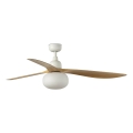 FARO 34361WT-11L - Stropný ventilátor OUTWOOD L 1xE27/15W/230V hnedá/biela+ pr. 150 cm Wi-Fi Tuya IP44 + diaľkové ovládanie